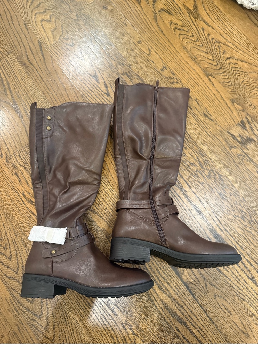 Dream Pairs Uncle Women's Knee High Riding Boots Brown Faux Leather Zip US 9.5